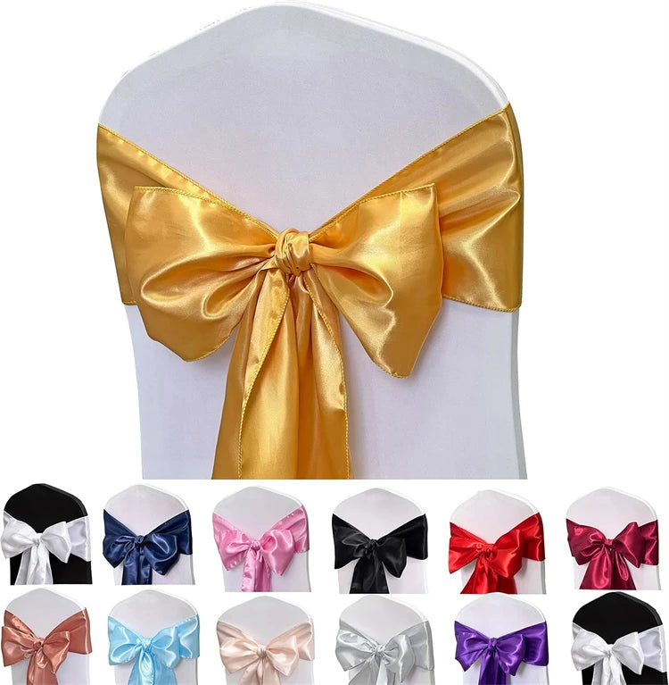 10 Uds. Fajas de satén para sillas, cintas elegantes de calidad superior para sillas, lazos, sillas con lazo, decoración para fiesta de banquete de boda