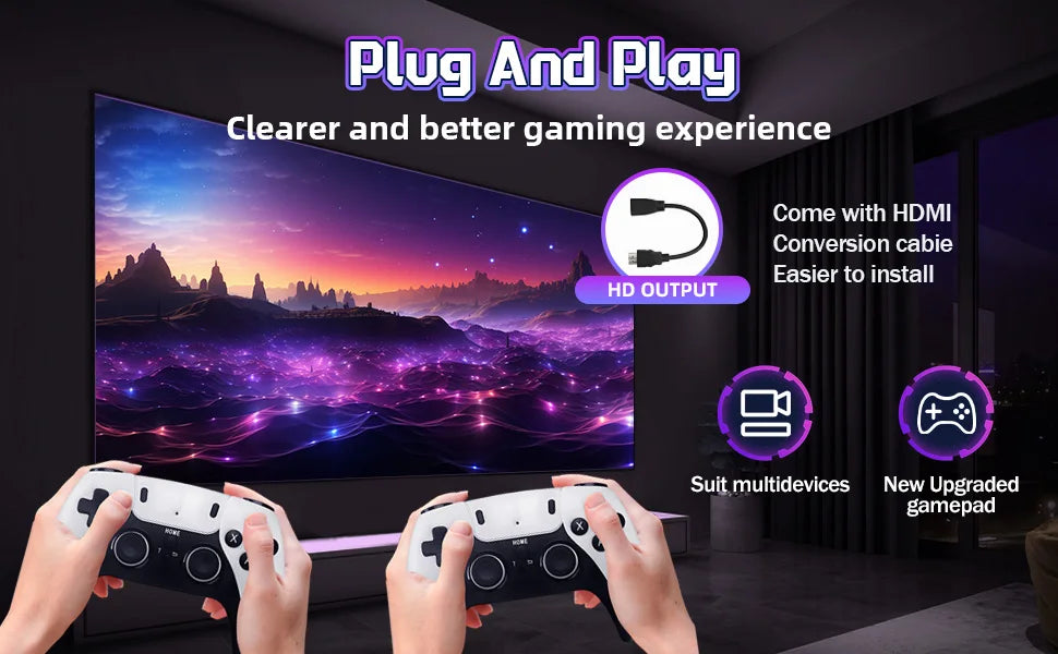 Consola de Juegos Retro X9 Pro 4K, Consola de Juegos Precargada con Más de 37000 Juegos Clásicos, Más de 45 Simuladores, Controles Inalámbricos de 2.4G, Juegos Retro para TV