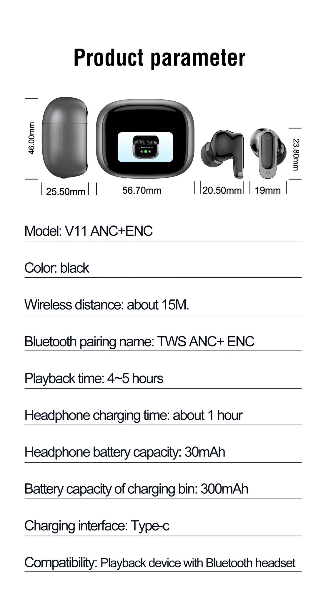 BOSECXT Ultra V11 Audífonos ANC Pantalla Táctil
