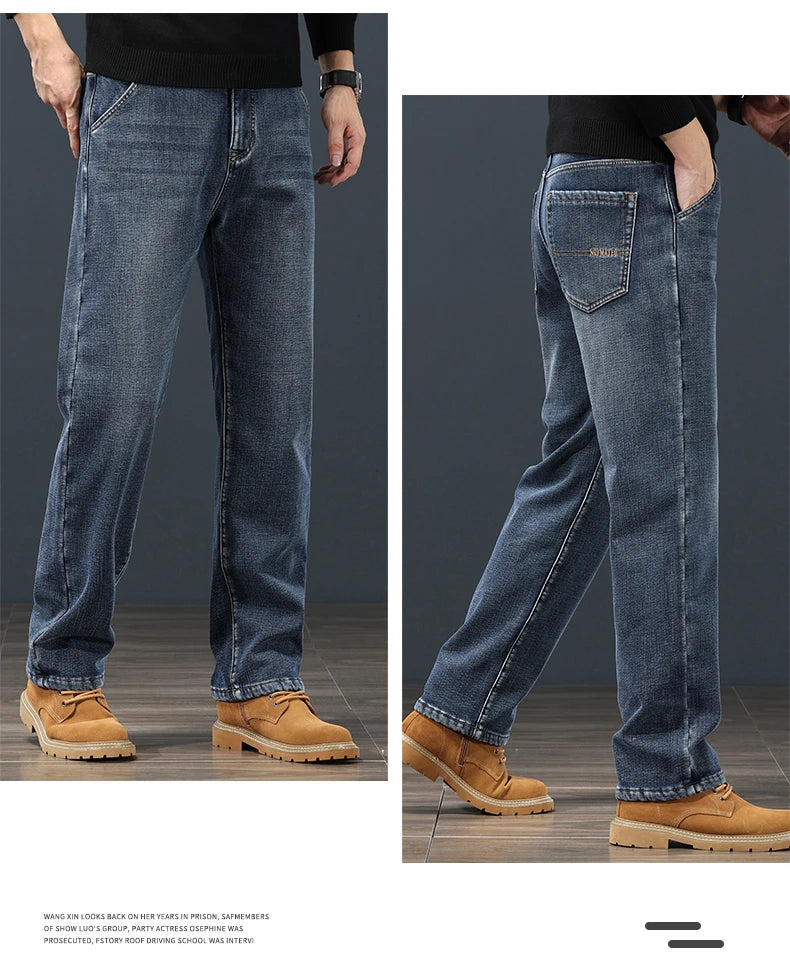 Pantalones Vaqueros de Invierno para Hombre, Terciopelo, Talla Grande 42-44