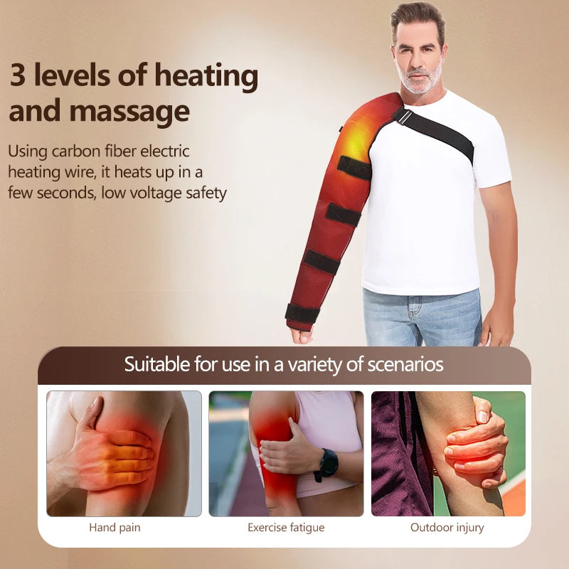 Protector de Brazo con Calefacción por Capa de Aire, Masajeador de Vibración para Aliviar el Dolor de Hombro Congelado y Codo, Soporte de Recuperación Térmico para el Brazo
