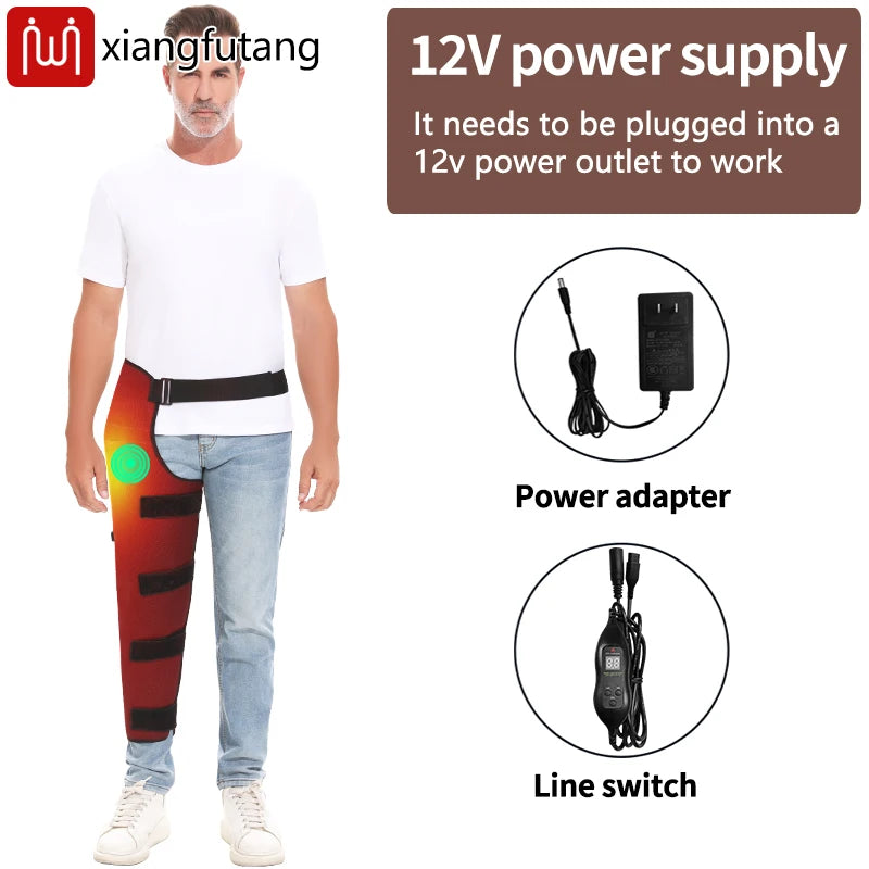 Almohadilla térmica larga para piernas y cadera con masajeador vibratorio, calentador de piernas, envoltura eléctrica para piernas, para aliviar el dolor de cadera, muslo, rodilla y pantorrilla