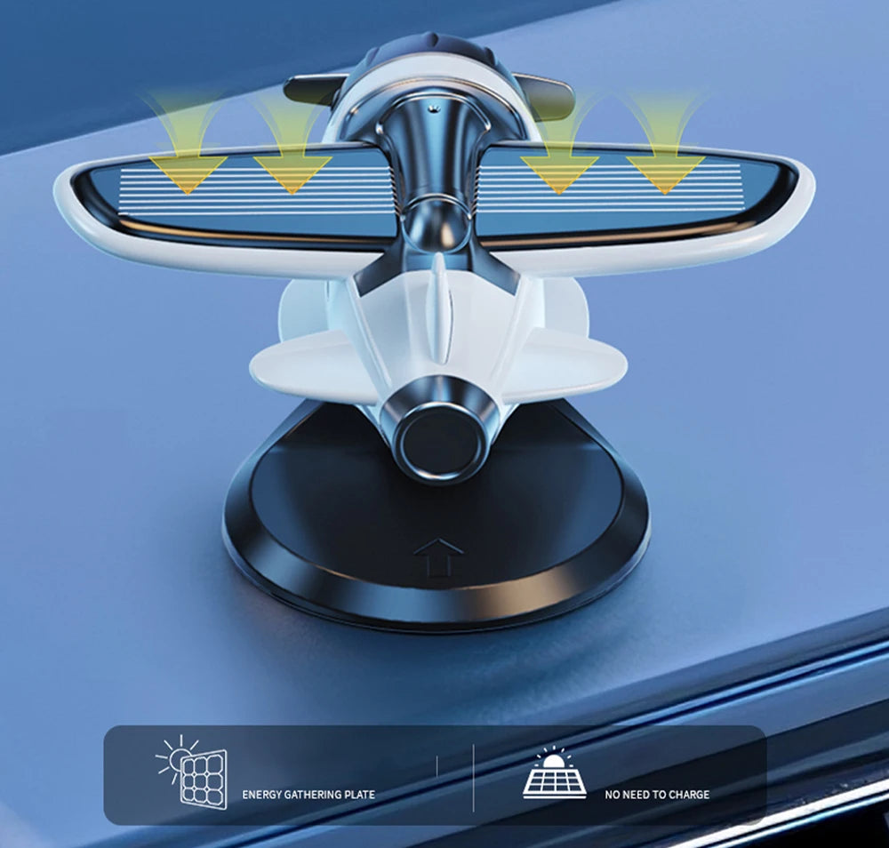 Mini avión con energía Solar, fragancia sólida, consola central para coche, adorno para salpicadero 360 °   Aire más fresco giratorio para aviones creativos