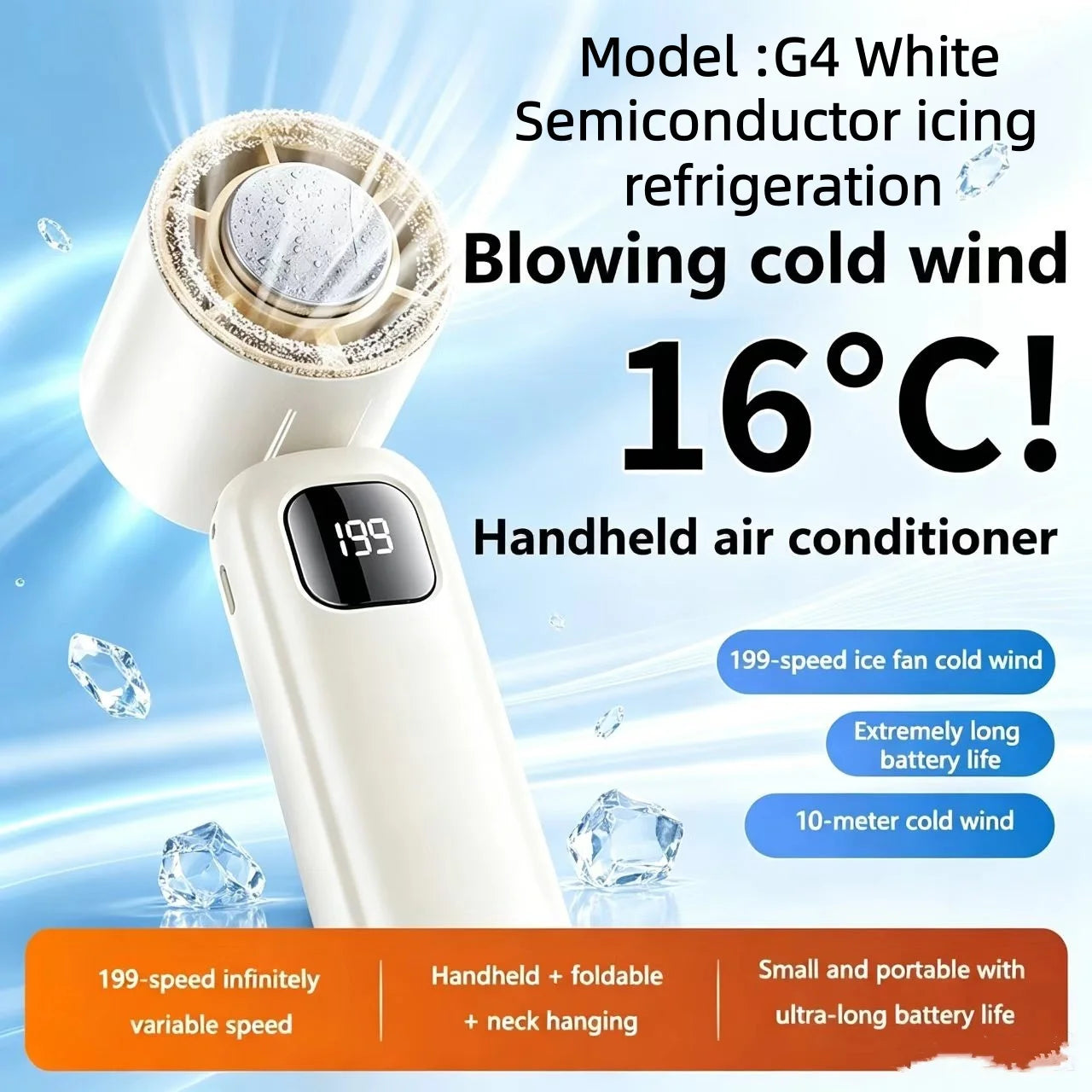 Ventilador de Cuello Sin Aspas 8000mAh con Pantalla LED