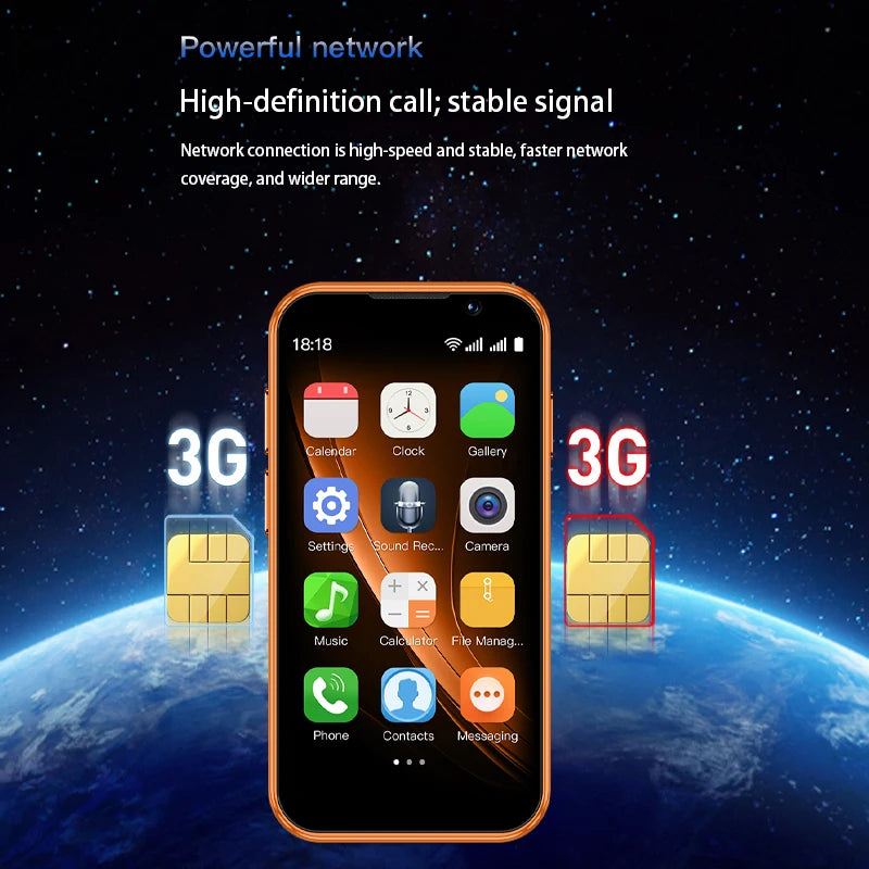 SOYES i17 Mini Smartphone pantalla de 3,0 "2GB RAM 16GB ROM Dual SIM en espera Cámara Dual Android 9,0 múltiples aplicaciones compatible con teléfono pequeño