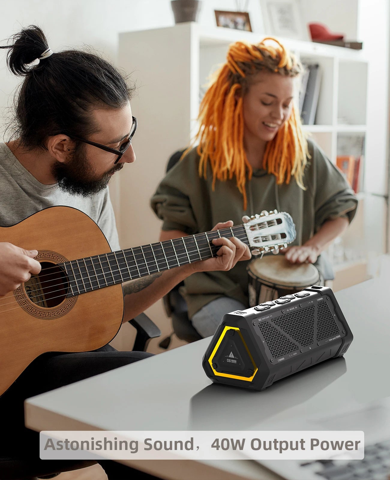 Altavoz Bluetooth para exteriores MLOVE P3, altavoz Bluetooth 5,3 con potencia de salida de 40W, sonido estéreo IPX7 resistente al agua, tarjeta Micro SD, luz RGB