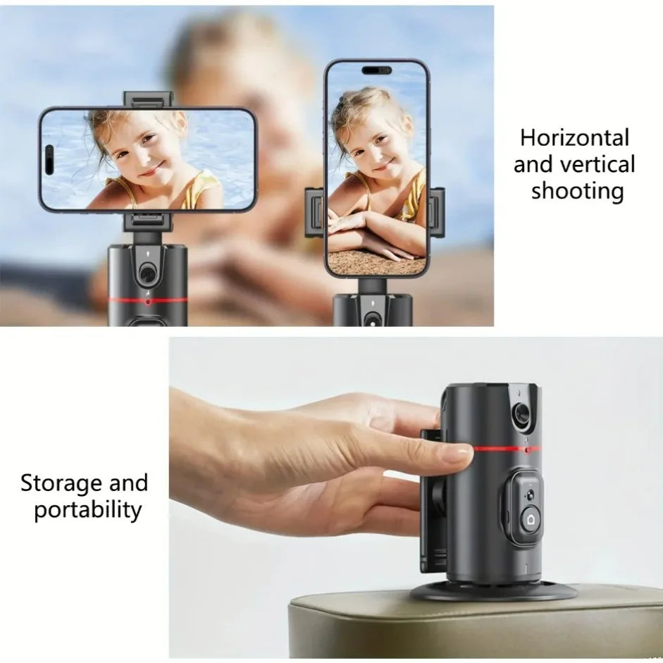 Soporte para Teléfono de Escritorio P02 con Seguimiento Facial 360 °   Gimbal Giratorio Automático para iPhone 16 15 Samsung S23 Xiaomi, Palo Selfie de Mano