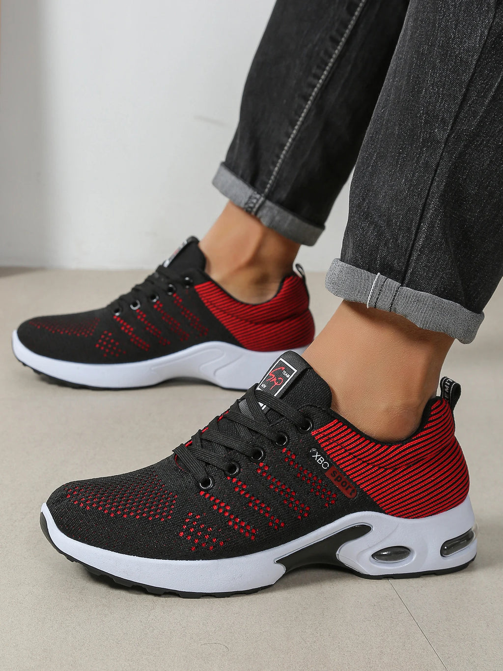 Zapatos para hombre, zapatillas para correr con cordones súper transpirables a la moda, comodidad antideslizante, duradera y con almohada, zapatillas de deporte de moda para hombre