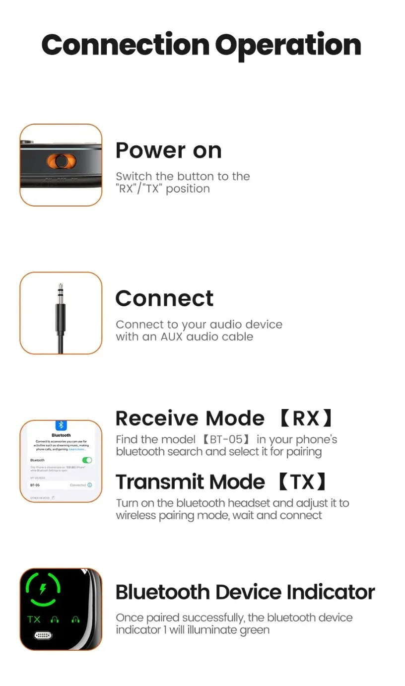 Nuevo receptor/transmisor de audio Bluetooth 5,4, adaptador Bluetooth para televisores, auriculares, coches y otros dispositivos con un conector de 3,5 MM