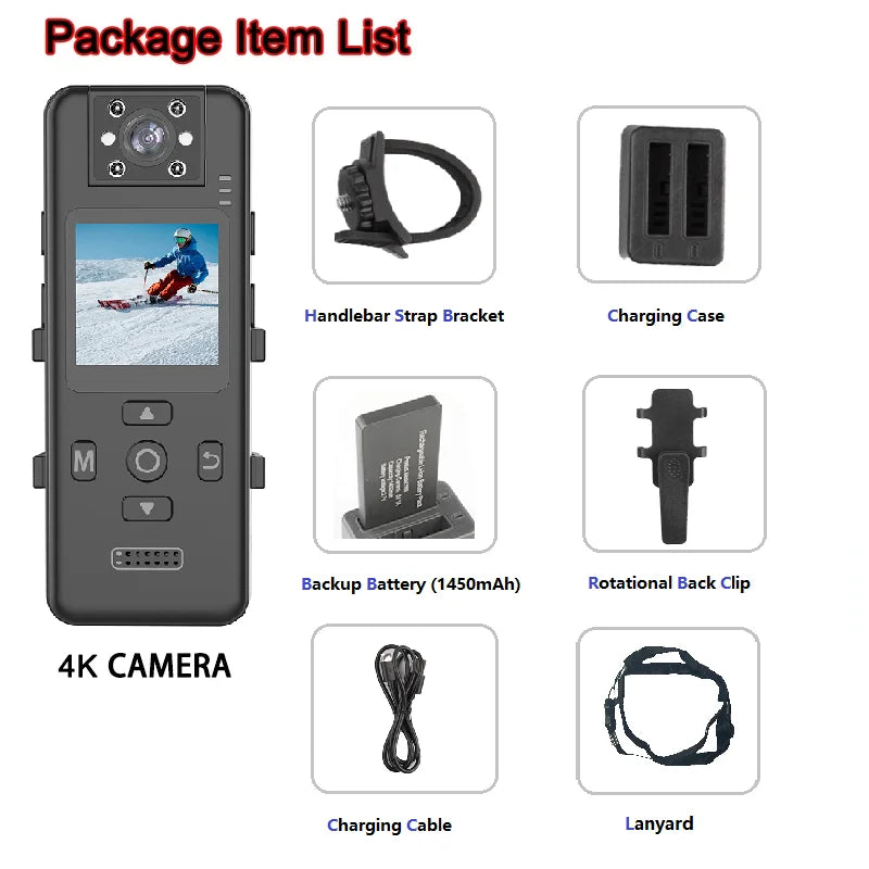 Mini cámara deportiva 4K WiFi H86 con visión nocturna y doble batería