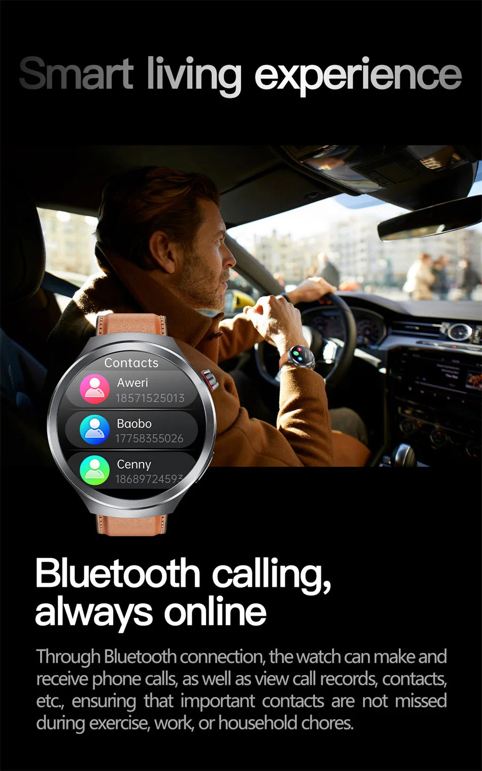 Nuevo Reloj Inteligente con Pantalla de Cristal de Zafiro de 1.73 Pulgadas, Monitor de Salud, Ácido Úrico, Grasa en Sangre, Presión Arterial, ECG+PPG, Análisis Corporal, para Hombre