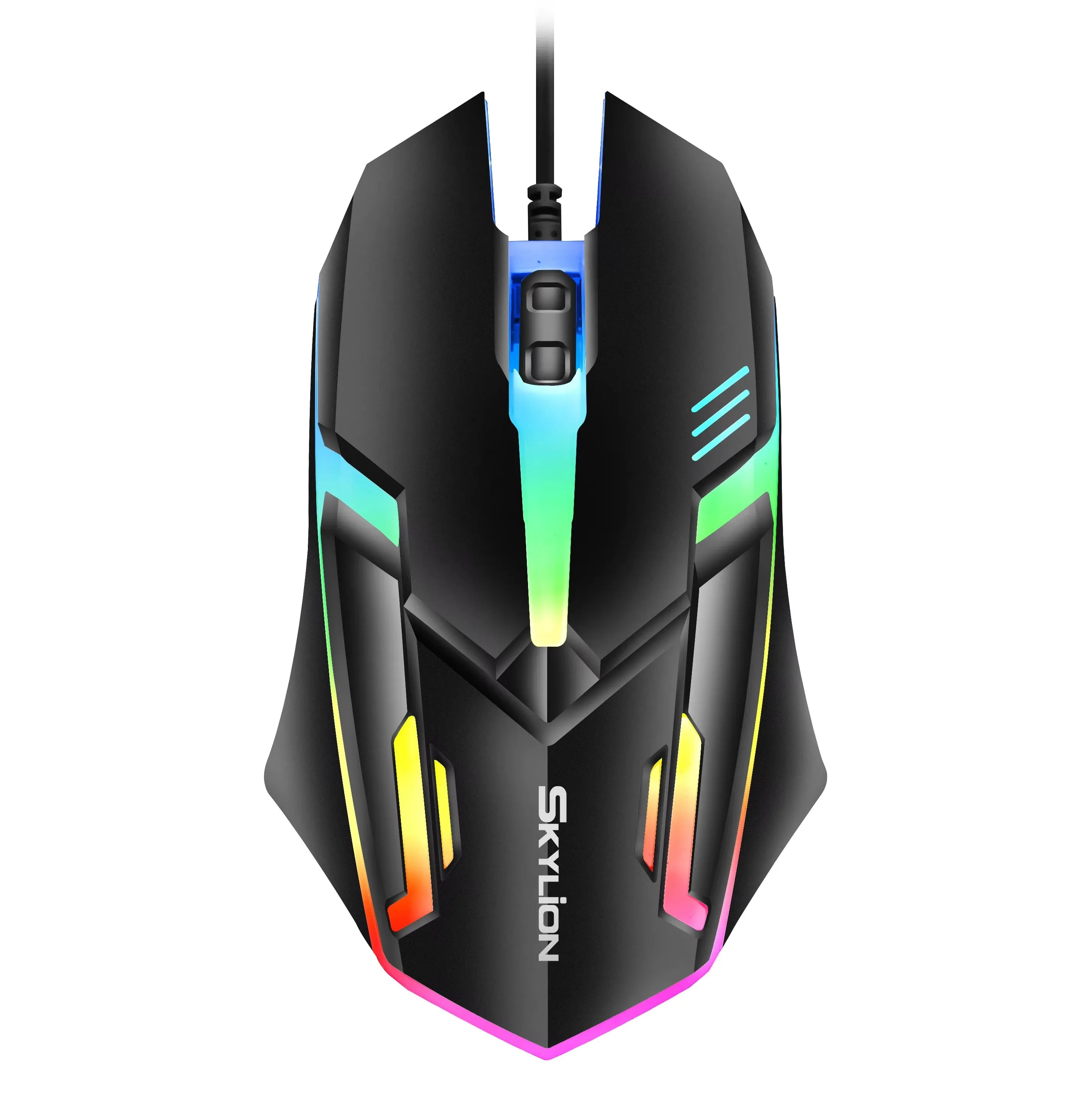 Mouse con cable para gaming y oficina con iluminación RGB colorida