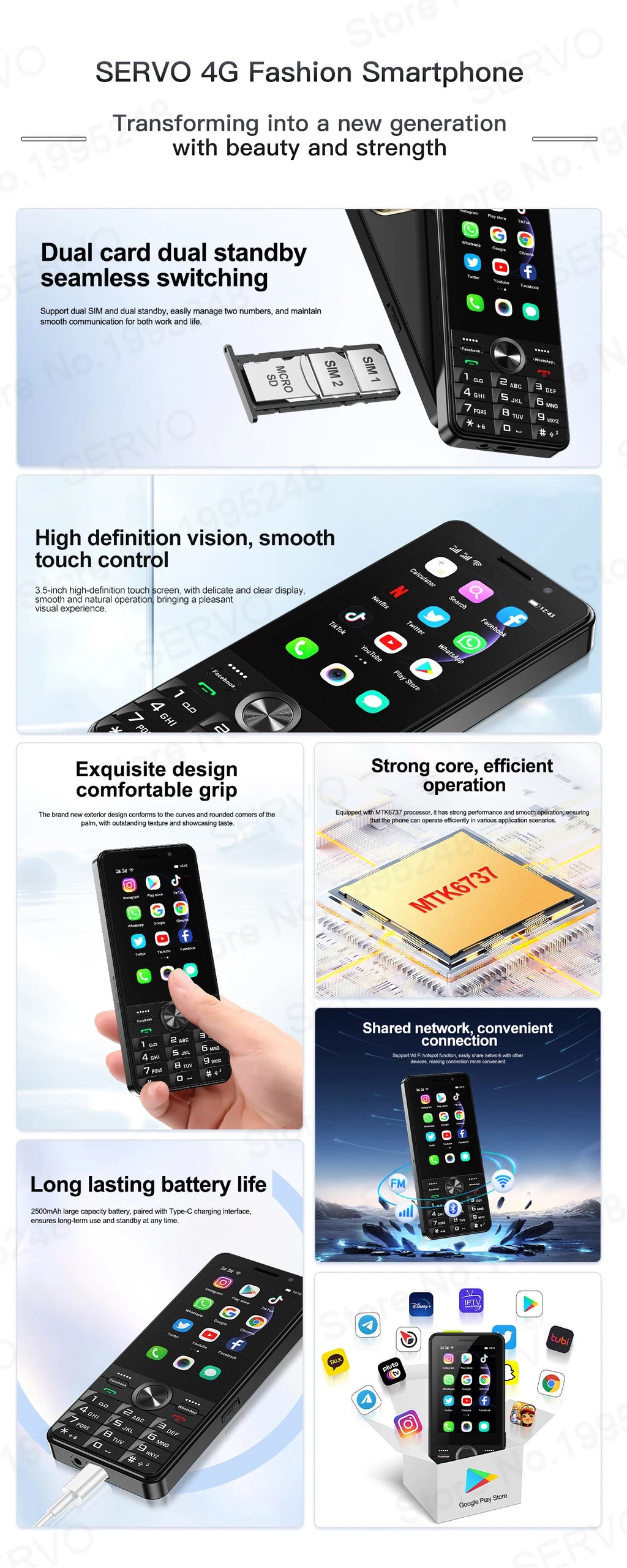 SERVO F24 PRO – Celular 4G Android 3.5" Doble SIM 2+16GB