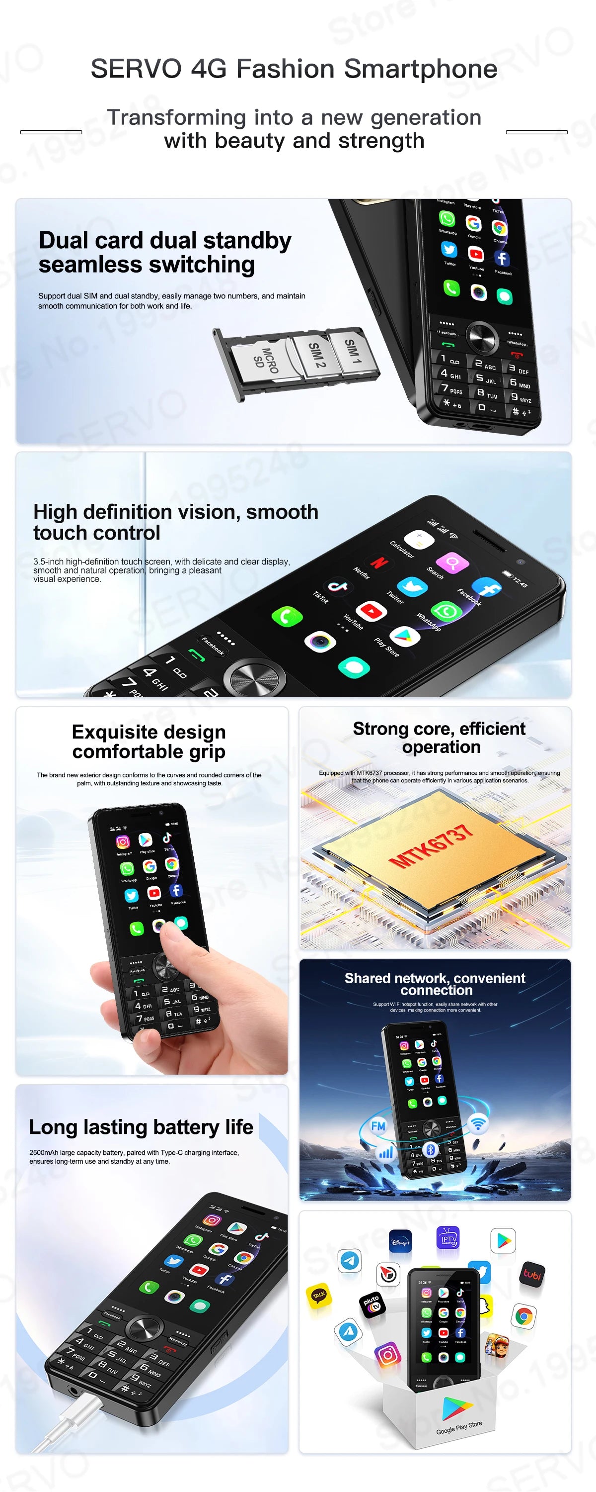 SERVO F24 PRO – Celular 4G Android 3.5" Doble SIM 2+16GB