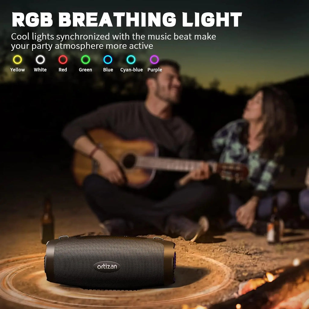 Altavoz Bluetooth Portátil Ortizan M8, Altavoz Inalámbrico para Exteriores con Resistencia al Agua IPX7, Bluetooth 6.0, Subwoofer Boombox para Fiestas