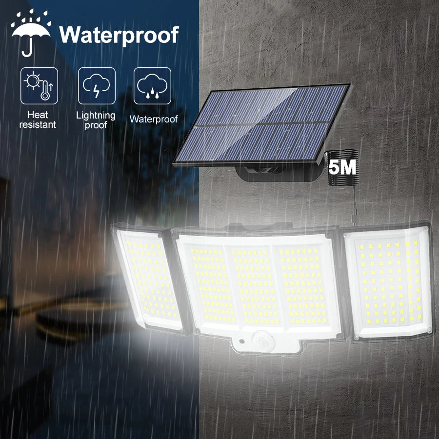 Lámpara Solar LED Exterior con Sensor de Movimiento IP65 3 Modos
