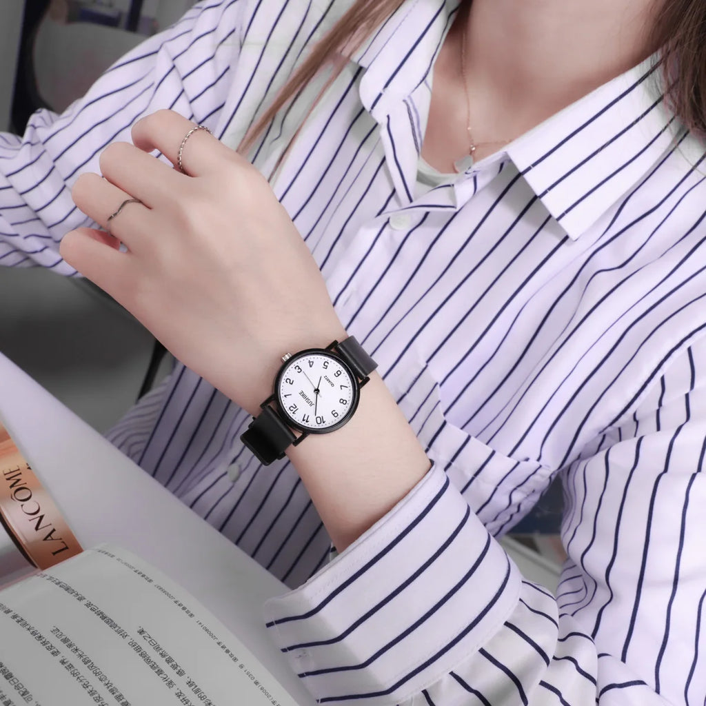 Reloj negro Simple, relojes de cuarzo para mujer, correa de silicona, reloj de pulsera de ocio para mujer, reloj de examen ligero de lujo para estudiantes, regalos