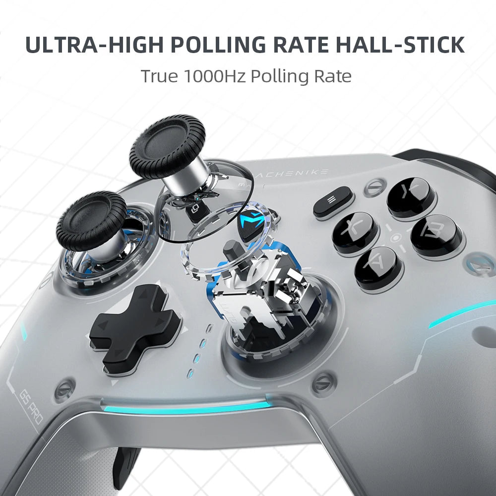 Controles de Juego Machenike G5Pro Max SE con Base de Carga, Joysticks con Efecto Hall Opcionales, Gatillos con Luz RGB, Control Inalámbrico para Juegos