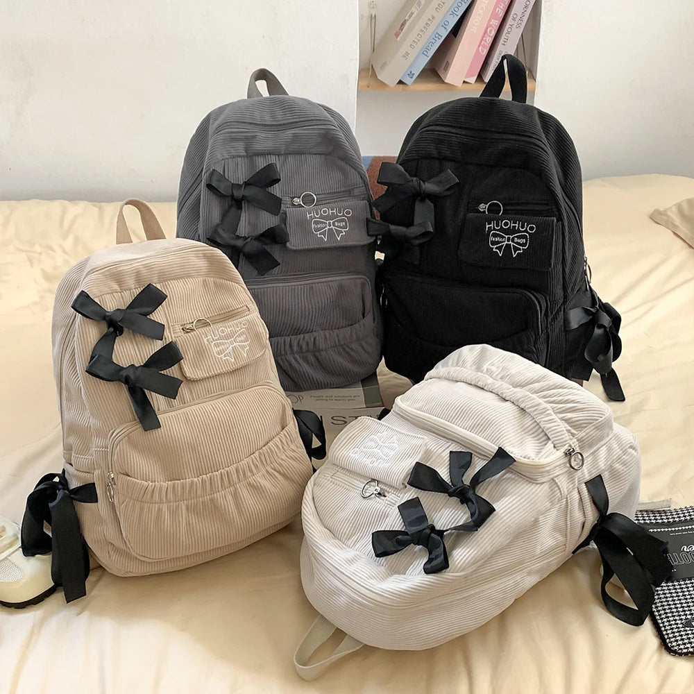 2025 Nueva mochila de estilo coreano para ir al trabajo, mochila versátil para estudiantes universitarios, mochila de alta belleza, mochila con lazo