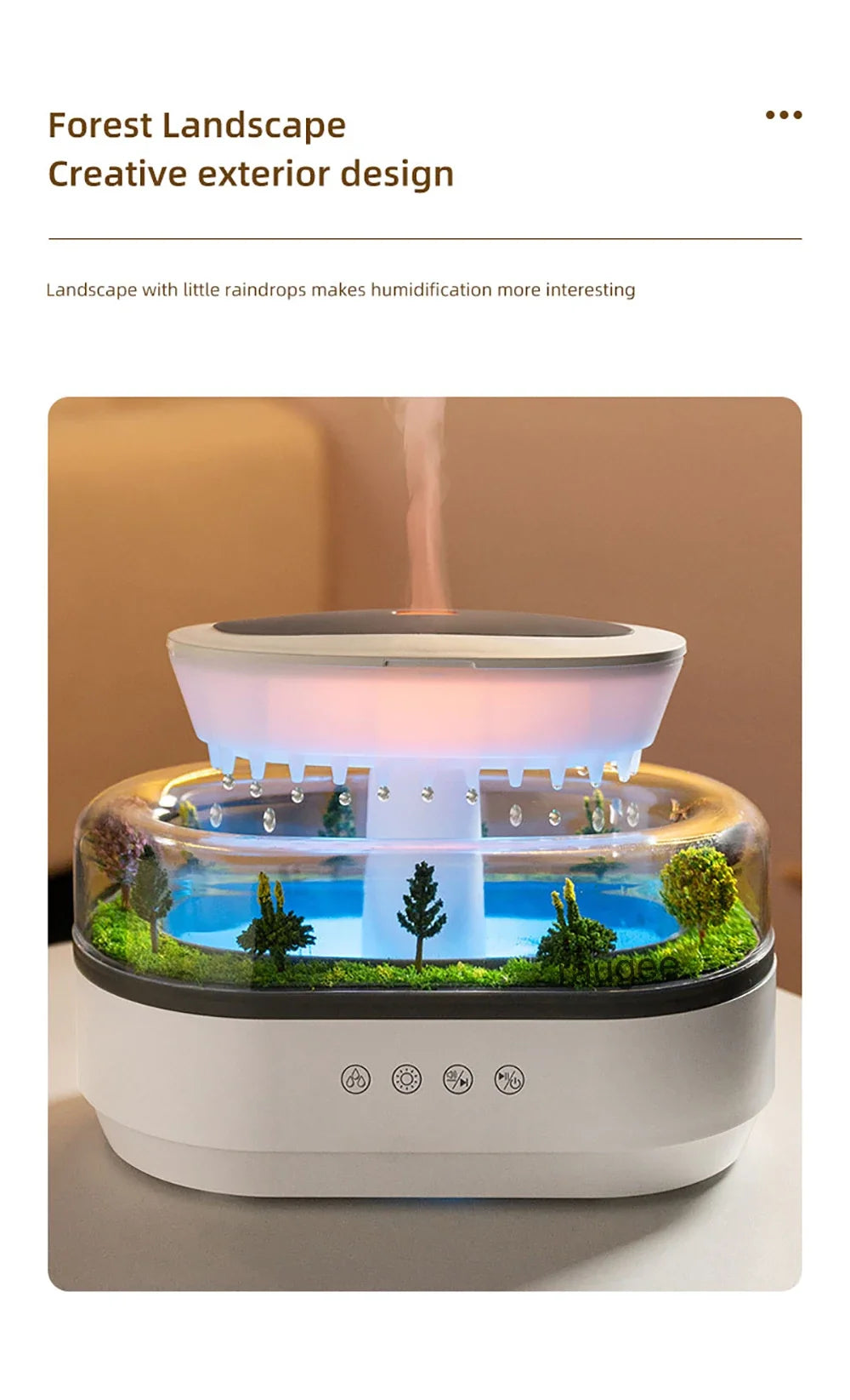 Humidificador Gota de Lluvia con Luz Ambiente