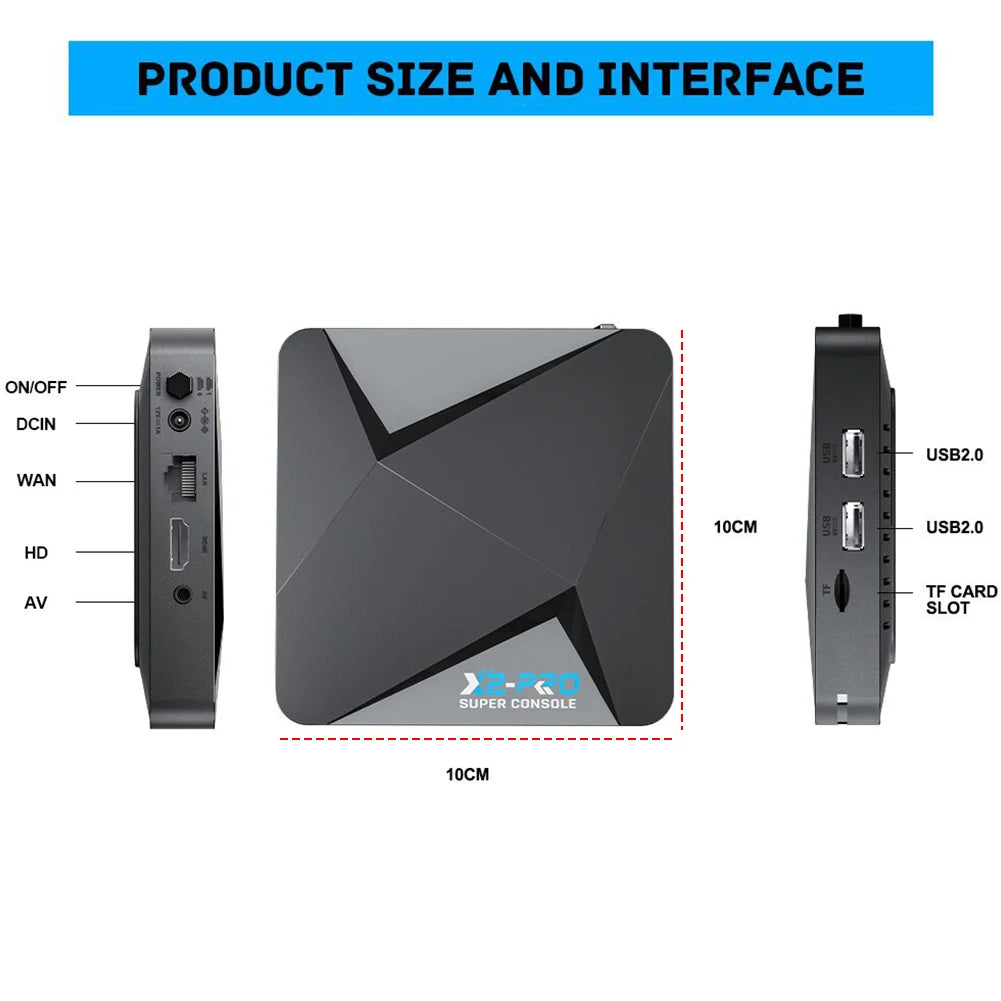 Consola de videojuegos Retro X2 Pro TV Box más de 100000 juegos con 2 Gamepads Super Console 4K 60+ emuladores de juegos para DC/Arcade/MAME/Sega