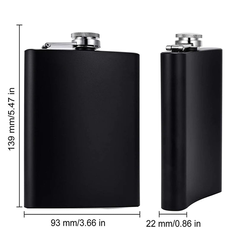 LMETJMA Matraz de cadera negro mate para licor, acero inoxidable, a prueba de fugas con embudo, juego de matraz para beber whisky KC0454