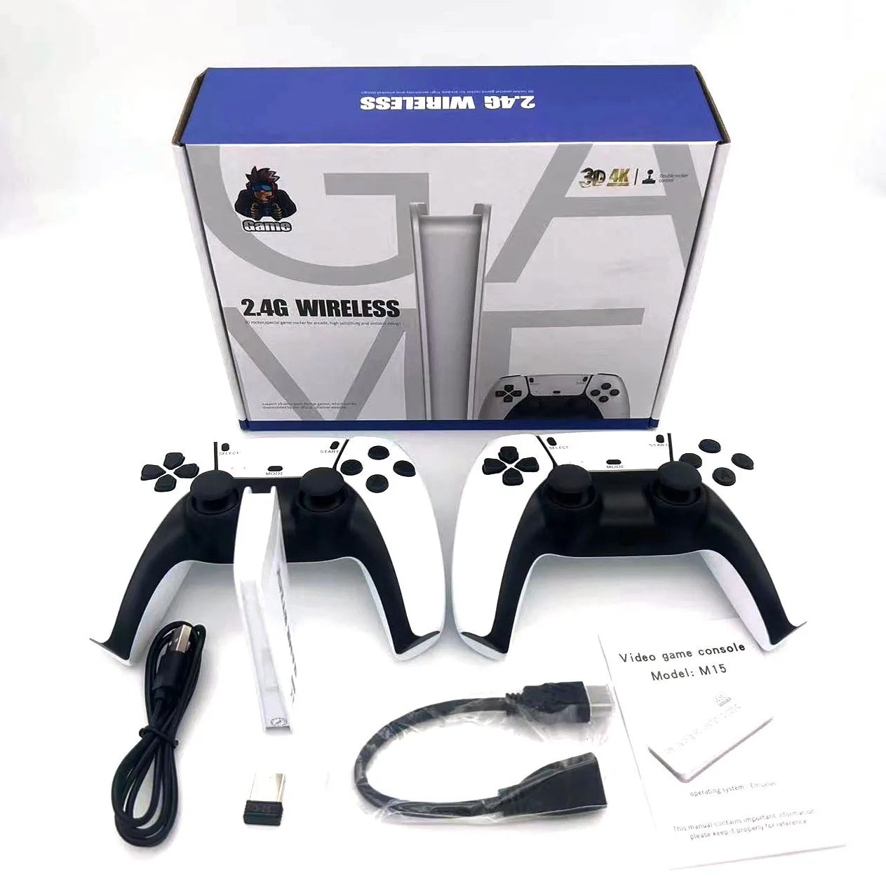 M15 4K Game Home Consola Mini Videojuegos 64 G Retro Consola 128 G Reproductor HD Videojuego Stick 2.4G Consola Dual Wireless PS1 gift