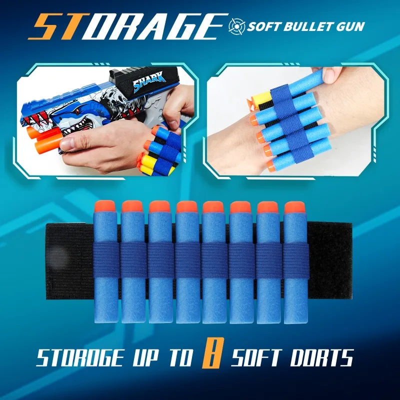 Set de Pistola de Juguete Interactiva de 4 Disparos con Diseño de Tiburón y Dardos de Espuma EVA, con Correa para la Muñeca, Juego de Tiro, Regalo