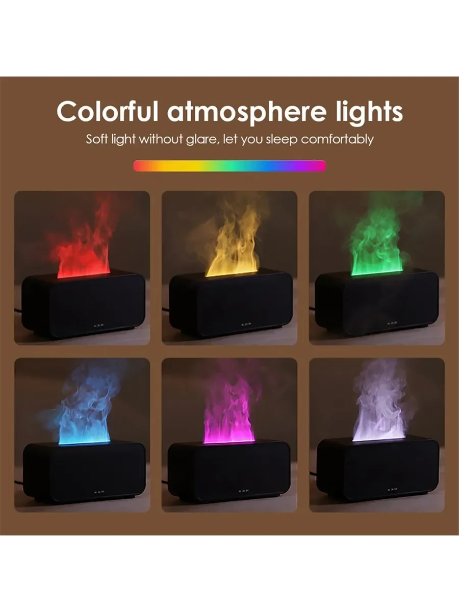 Humidificador Difusor de Aromas, Aceites Esenciales, Mini Humidificador con Llama Automática, Difusor de Fragancias para el Hogar con Luz LED