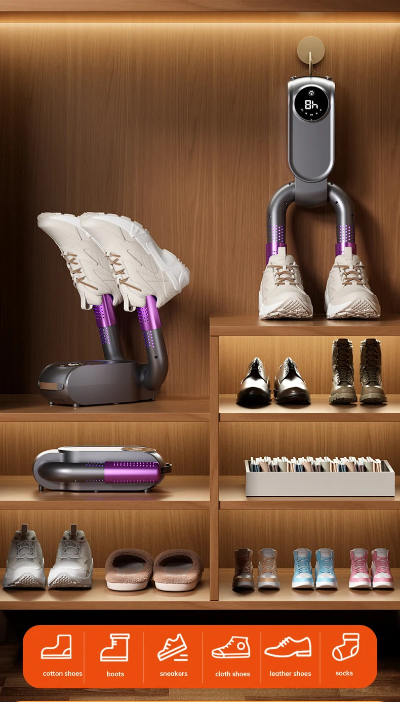 Secador de Zapatos Eléctrico Plegable con Luz UV