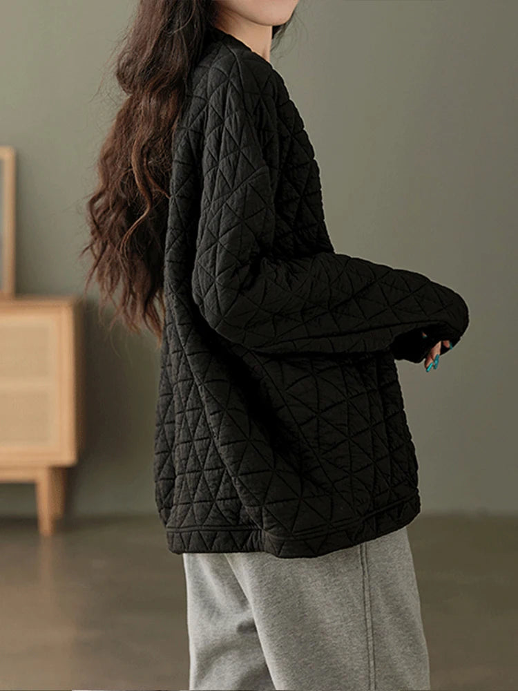 Amax luluE, ropa de moda de invierno para mujer, sudaderas con capucha holgadas e informales con diseño acolchado cálido, sudaderas clásicas de algodón de lujo para mujer