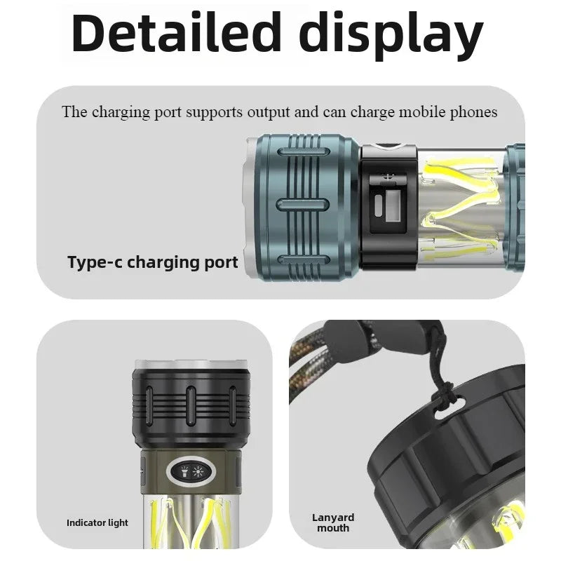 Linterna LED Táctica Recargable 4500mAh para Camping