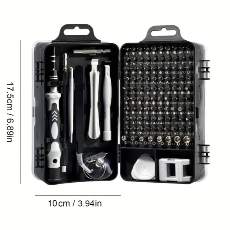 Juego de Destornilladores de Precisión 115 en 1, Mini Kit de Reparación con Tres Destornilladores de Forma de Ala