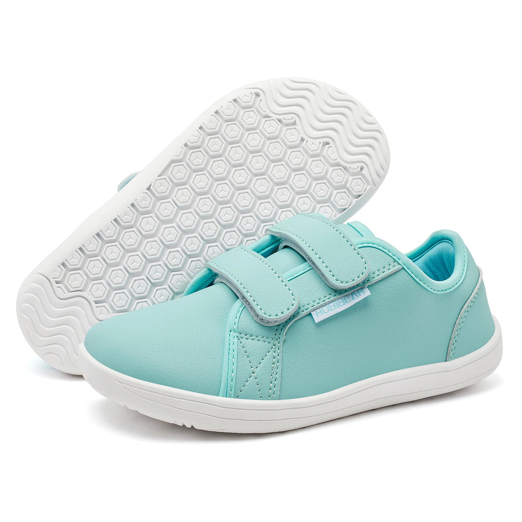 Zapatillas Descalzas para Niños HOBIBEAR |   Cierre de Gancho y Bucle |   Zapatos de punta ancha |   Zapatillas Deportivas Minimalistas Ligeras de Cuero Sintético