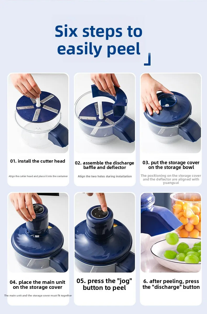 Pelador de frutas eléctrico, pelador recargable, pelador portátil de uva/tomata/aglio, herramientas de cuchillo para pelar frutas