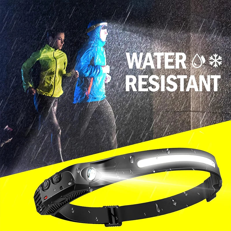 Linterna frontal con Sensor, linterna LED recargable por USB XPE + COB, linterna impermeable para acampar, linterna de pesca, 1/2/3/4/5/8/10 Uds.