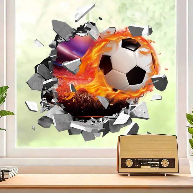 Pegatinas de Pared de Fútbol 3D, Adhesivos Removibles para Habitación de Niños, Decoración de Pared para Dormitorio, Decoración Deportiva Infantil