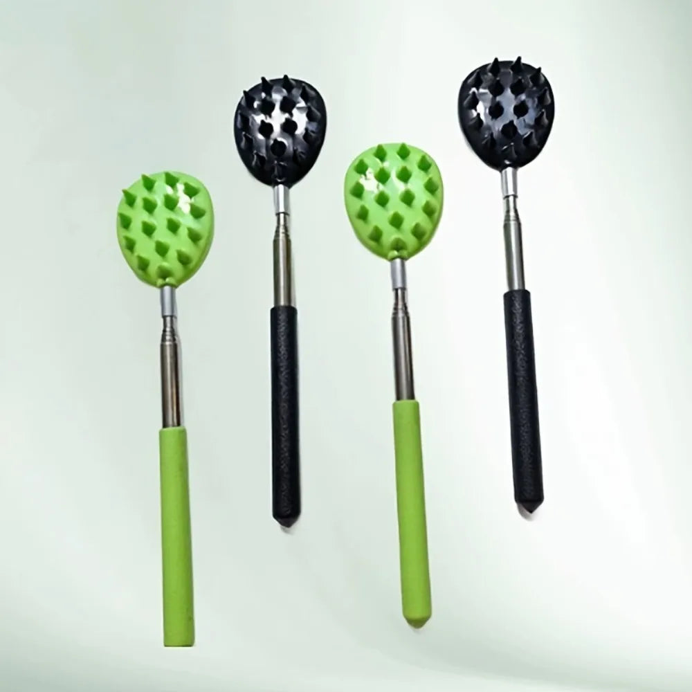 Rascador de espalda extensible con forma de cactus, resistente, longitud ajustable, para usar con una sola mano, para cama, sofá, coche, viajes    PVC Resistente