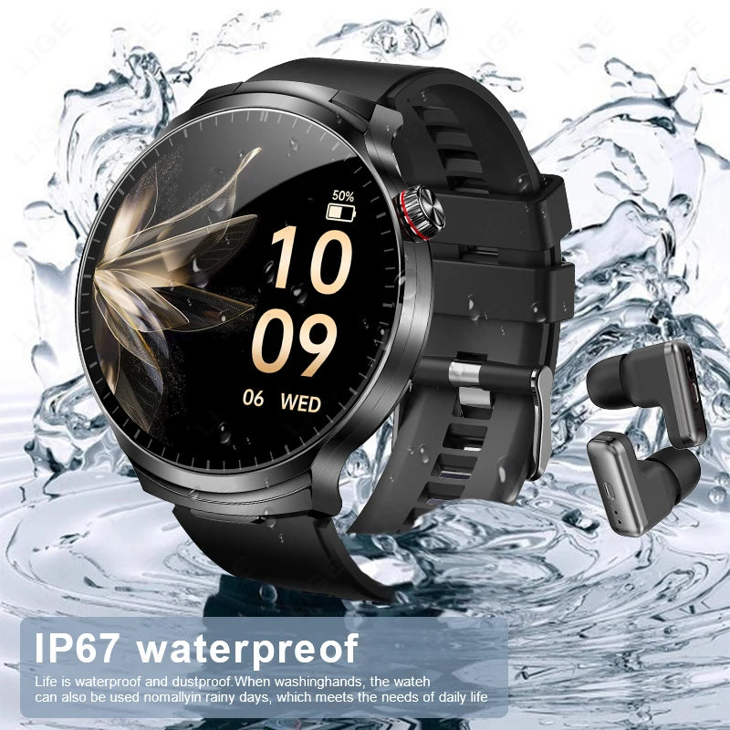 Smartwatch LIGE TWS 2 en 1 con auriculares Bluetooth y monitor cardíaco