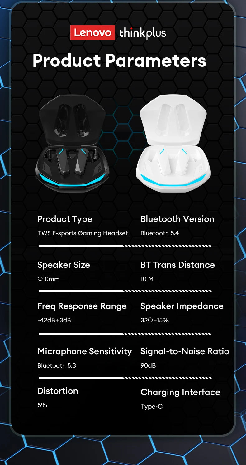 Auriculares Bluetooth 5.3 TWS Lenovo GM2 Pro con Micrófono