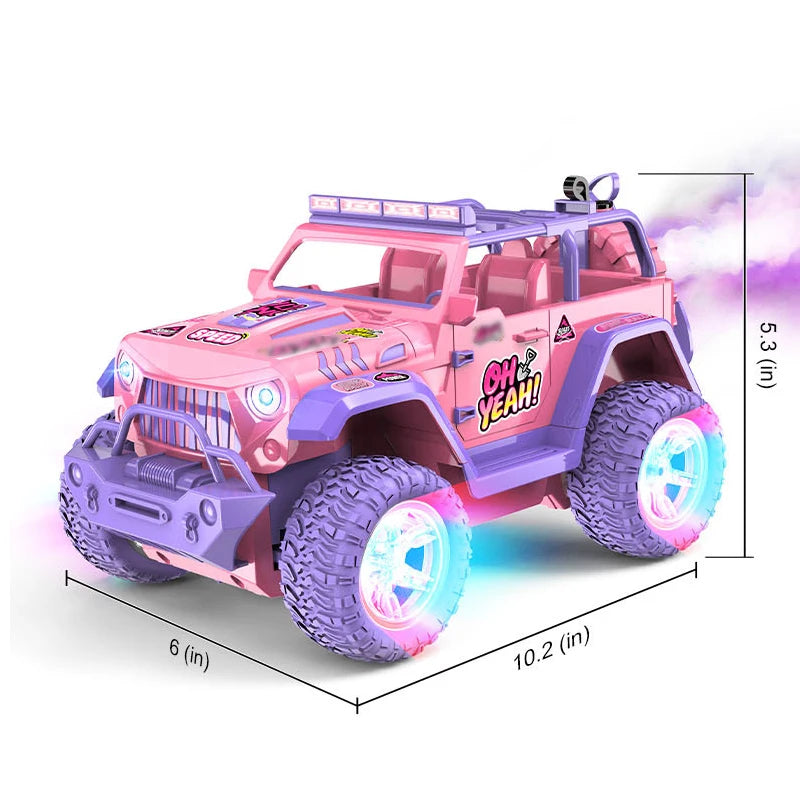Coche RC Rosa 1:16 Todoterreno con Luces y Efecto Vapor