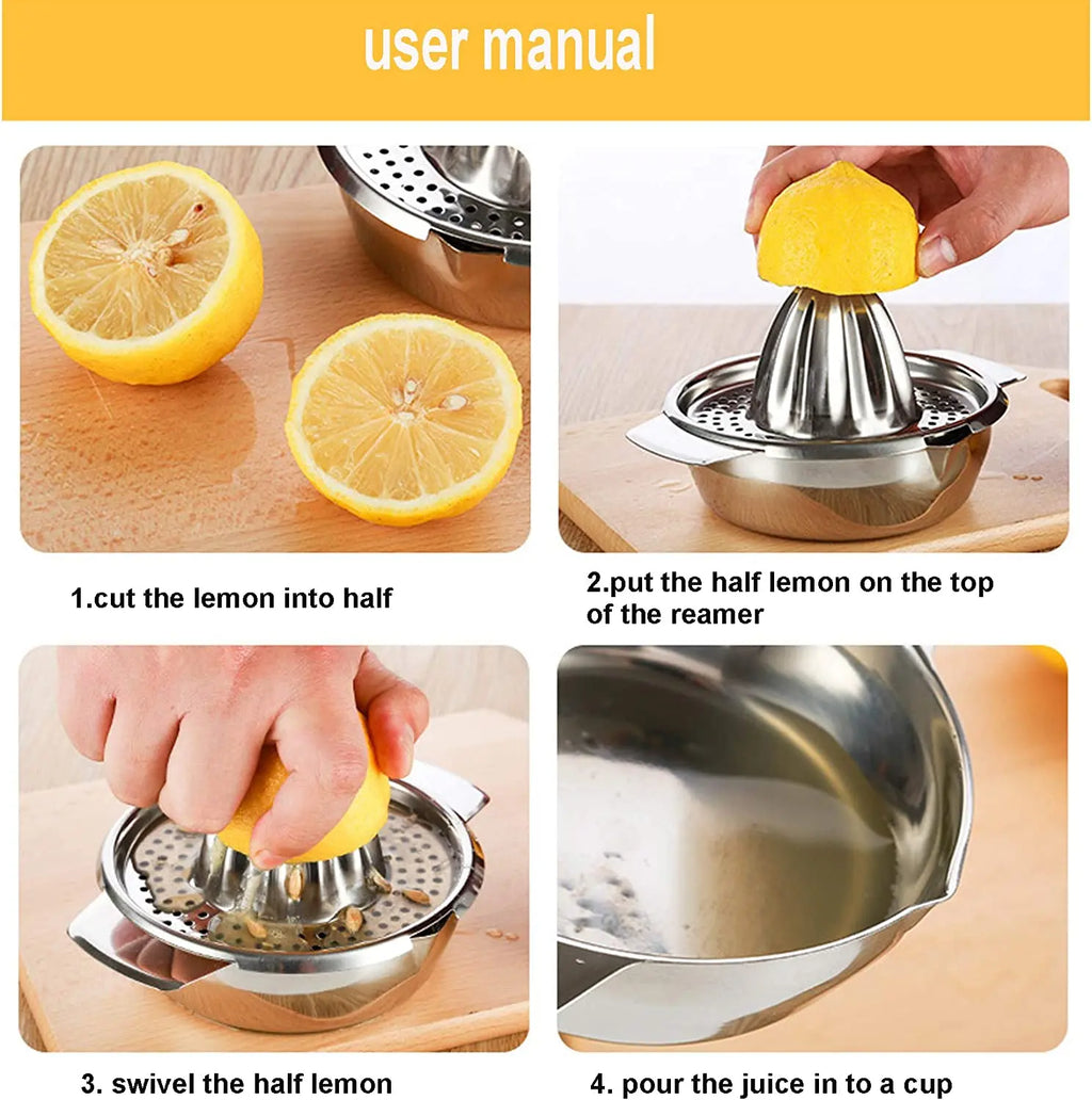 LMETJMA exprimidor de limón de acero inoxidable, exprimidor Manual para exprimidor de limón y naranja, escariadores, exprimidor de frutas y verduras, herramienta de cocina