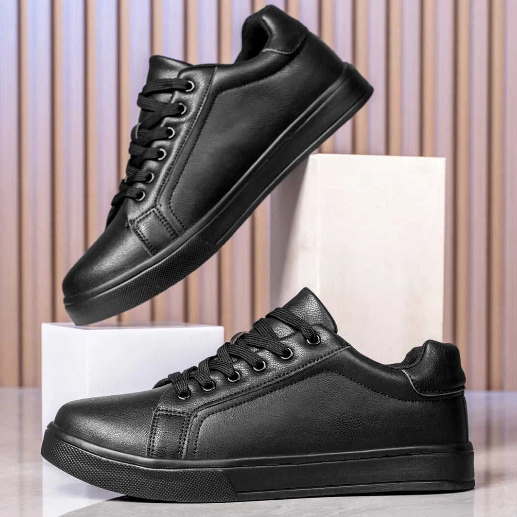 Zapatos de cuero para hombre, zapatillas de deporte informales de tendencia, zapatillas de ocio transpirables para hombre, calzado antideslizante, zapatos vulcanizados para hombre