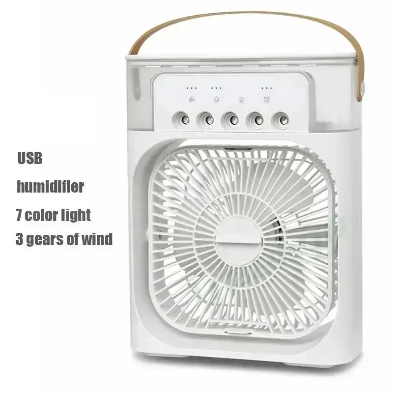 Ventilador Portátil 3 en 1 con Humidificador y Luz Nocturna