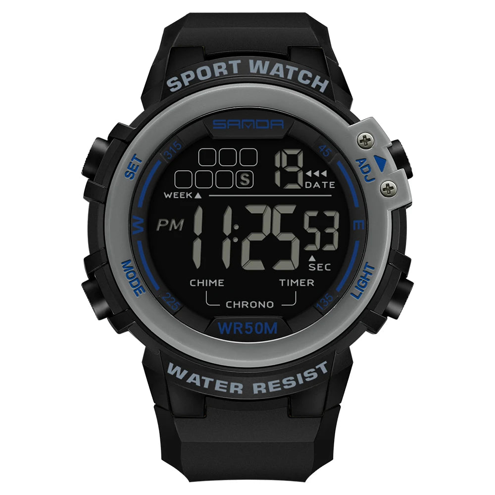 Reloj Digital SANDA 2140 Chrono para Hombre, 5 Bar Multifunción Deportivo