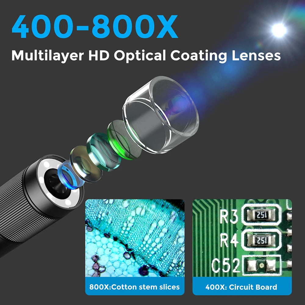 Microscopio Digital APEXEL 400-800X con Pantalla LCD y Luz LED