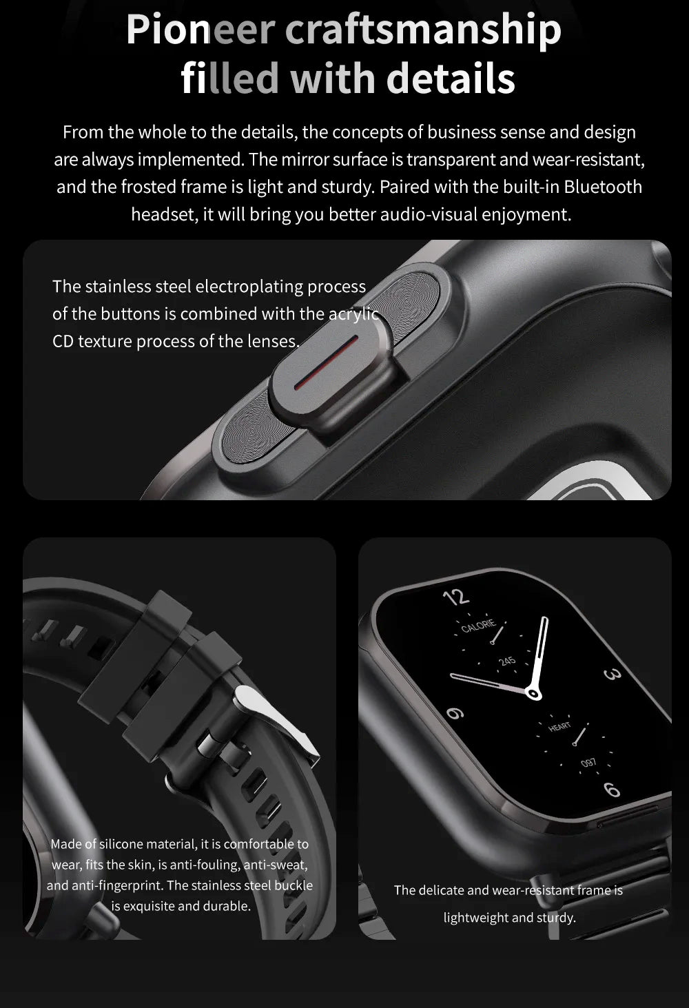 TWS auriculares Smartwatch 2,01 "auriculares 2 en 1 reloj inteligente BT llamada diente azul auriculares relojes ritmo cardíaco deporte Fitness pulsera
