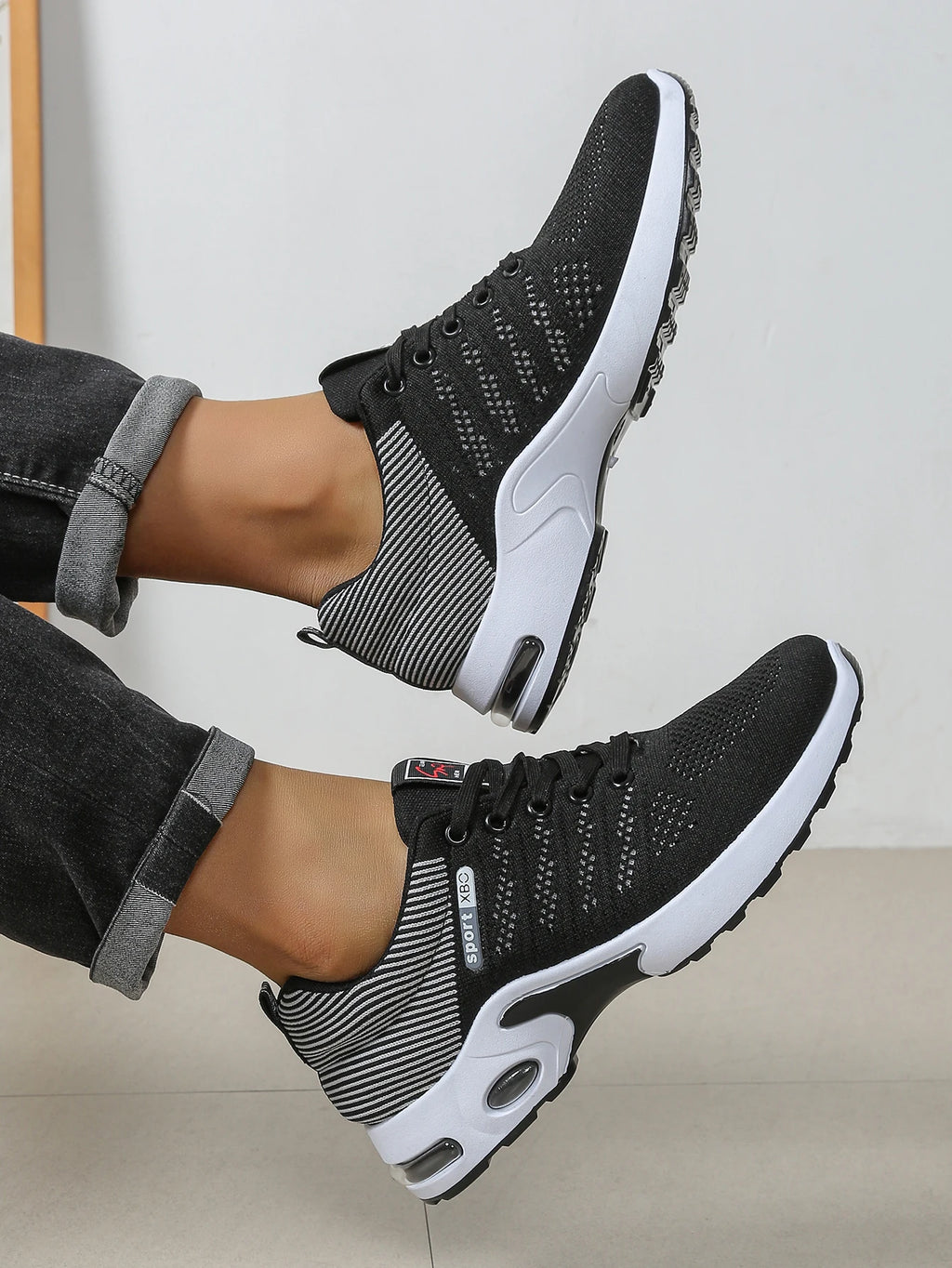 Zapatos para hombre, zapatillas para correr con cordones súper transpirables a la moda, comodidad antideslizante, duradera y con almohada, zapatillas de deporte de moda para hombre