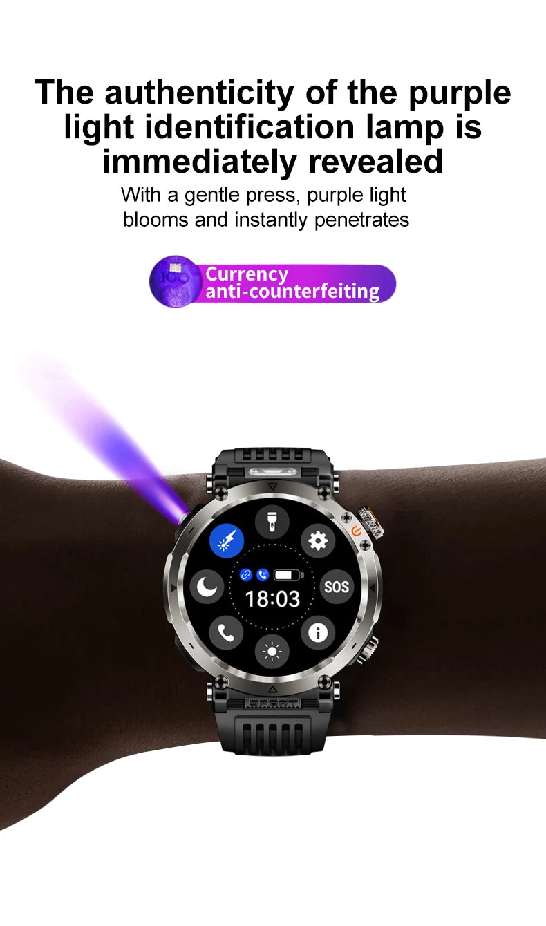 Reloj Inteligente Deportivo Brújula Linterna 600mAh