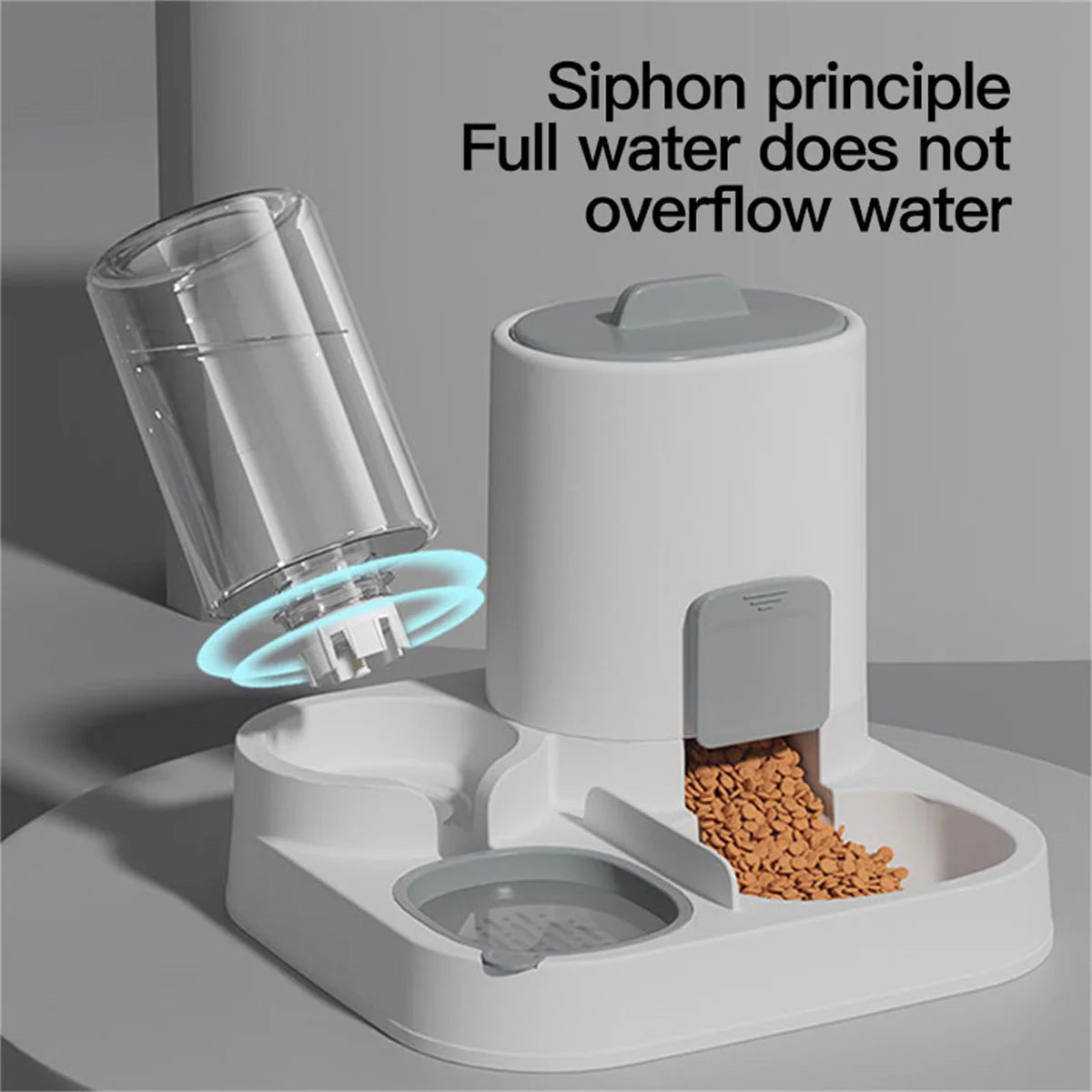 Dispensador y comedero automático de agua para gatos con relleno por gravedad, diseño de una sola pieza de gran capacidad a prueba de derrames, 1 paquete